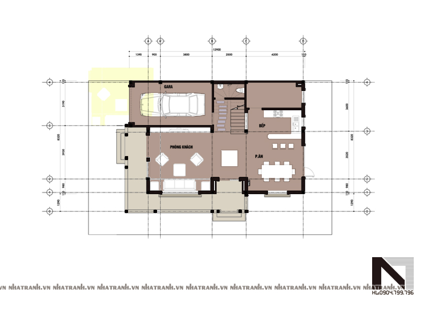 Ảnh: Mặt bằng quy hoạch tổng thể mẫu biệt thự phố 2 mặt tiền 3 tầng phong cách cổ điển NT-B6303