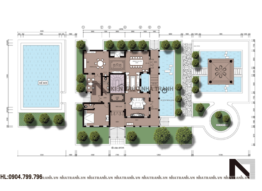 Ảnh: Mặt bằng quy hoạch tổng thể mẫu biệt thự sân vườn 3 tầng mang phong cách cổ điển NT-B6322