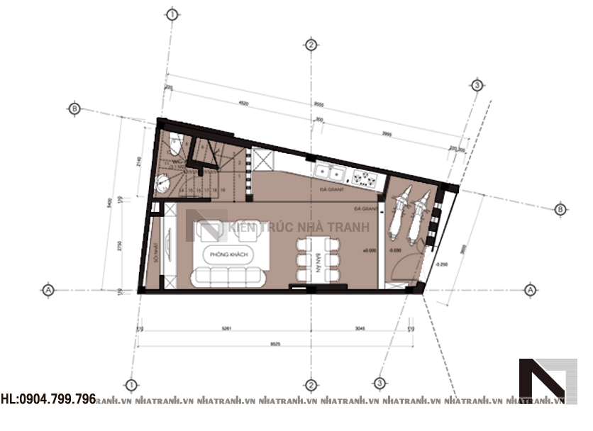 mẫu thiết kế nhà trên đất méo 4 tầng phong cách hiện đại