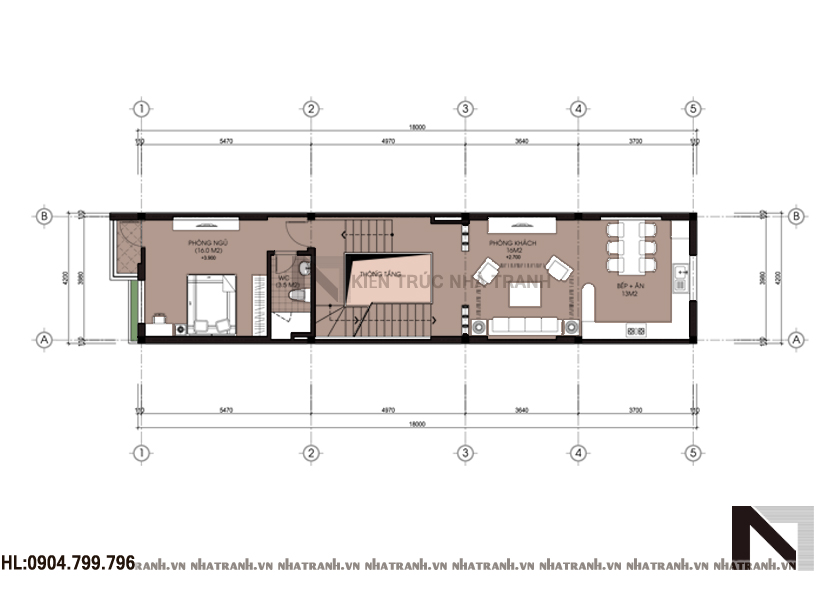 Mặt bằng chi tiết tầng điển hình mẫu nhà lô phố lệch tầng đẹp, 3 tầng phong cách hiện đại NT-L3625
