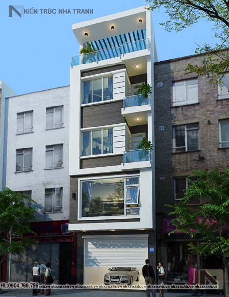 mẫu nhà phố 5 tầng hiện đại