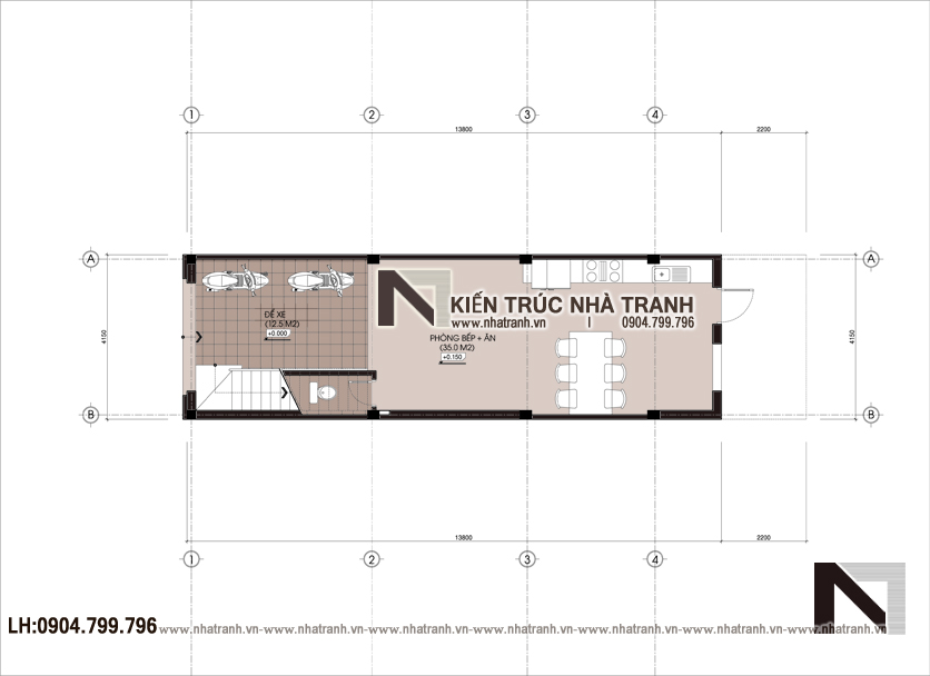 Ảnh: Mặt bằng quy hoạch tổng thể mẫu thiết kế nhà ống 3 tầng 1 lửng mặt tiền 4m kiến trúc Pháp tân cổ điển NT - L3681
