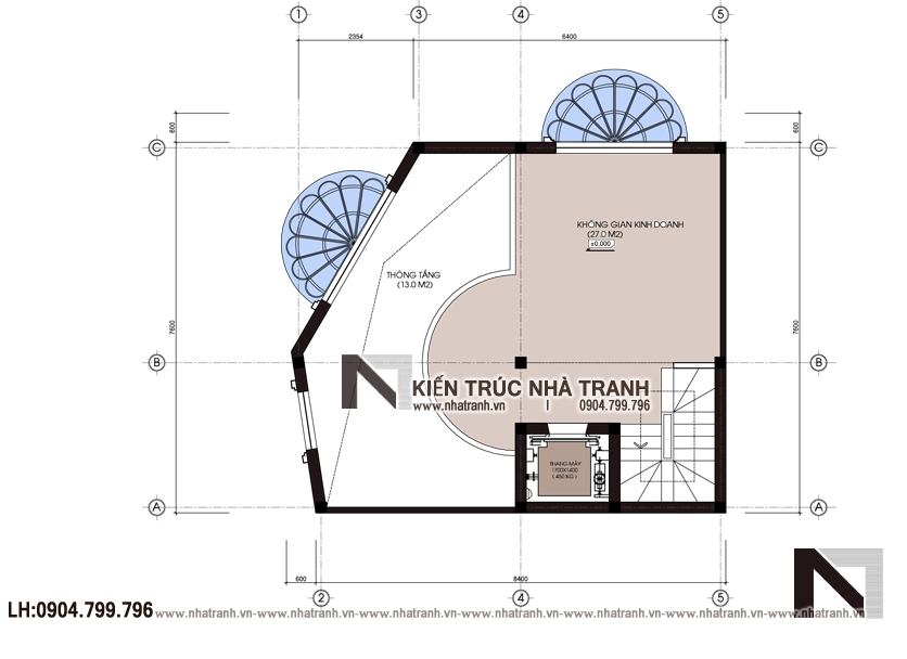 Ảnh: Mặt bằng chi tiết tầng 2 mẫu thiết kế nhà lô góc 3 mặt tiền 6 tầng có thang máy kiến trúc Pháp để ở kết hợp kinh doanh NT-L3683