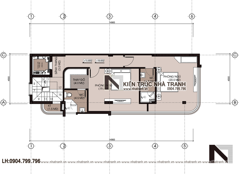 Ảnh: Mặt bằng tầng 2 mẫu thiết kế nhà lô góc hiện đại 2 mặt tiền 8 tầng có thang máy để ở kết hợp kinh doanh NT-L3684