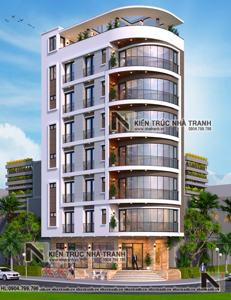 Ảnh: Phối cảnh 01 mẫu thiết kế nhà lô góc khách sạn 2 mặt tiền kinh doanh khách sạn căn hộ cho thuê APARTMENT FOR RENT Sơn Trà Đà Nẵng NT-L3706